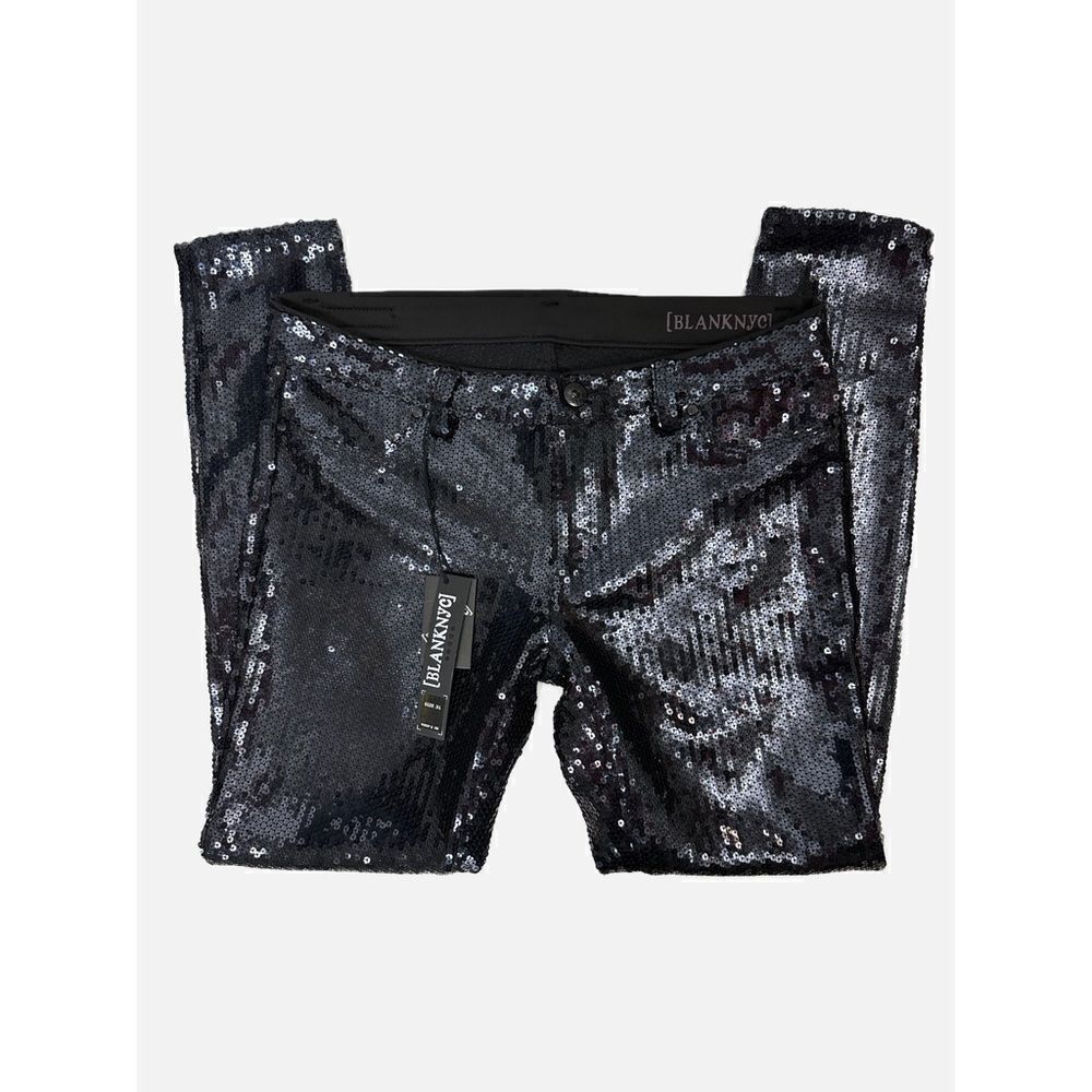 Blank NYC Spray On Black Sequin Jeggings Super Skinny Pant Black Size 31 NWT